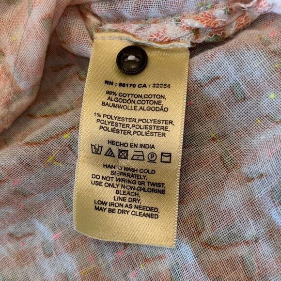 Maeve Anthropolgie Lena yarn dyed orange tunic top shirt XS button front - Picture 11 of 14